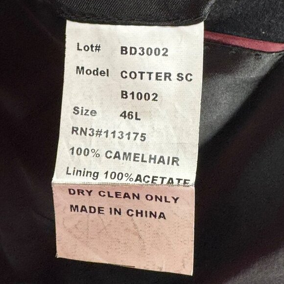 PBM 100% Camel Hair Black Blazer Mens Size 46L - Picture 6 of 7